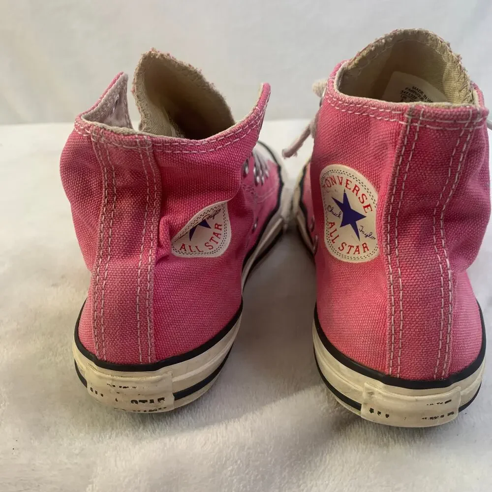 Converse Kids Youth Sz 2 Pink High Top Lace Up Check Taylor Sneakers Shoes